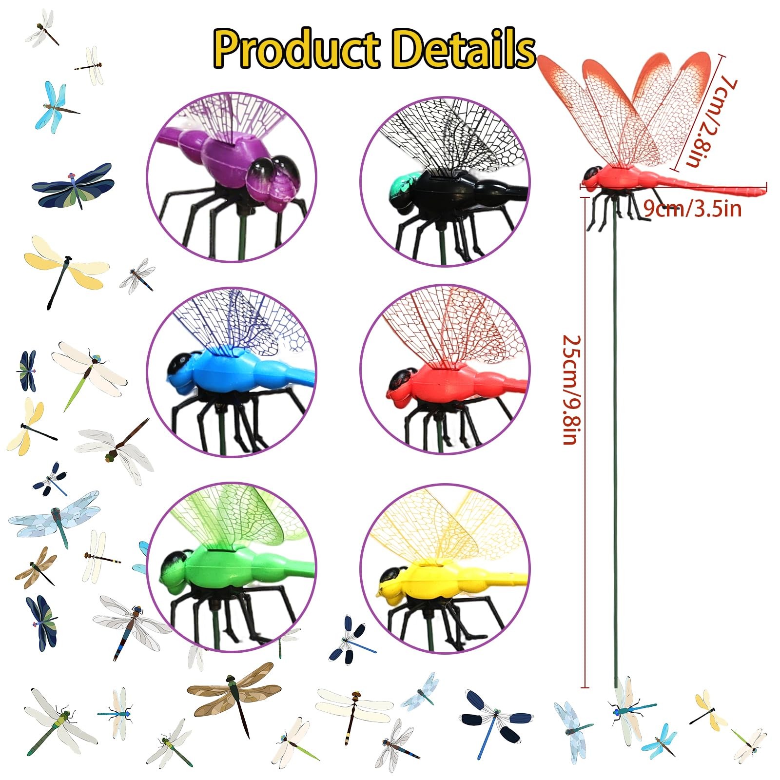 30 Pieces 3D Dragonfly Garden Decor Large Size Dragon Fly Dragon Fly Garden S…