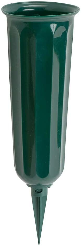 Novelty (#05011) Plastic Round Bottom Cemetery Vase, Green – 3″ x 7″ (Qty 1)