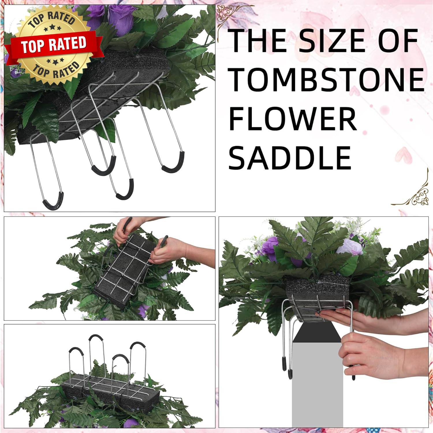 Artificial Cemetery Flowers for Grave Large Headstone Flower Saddle Realistic Gr