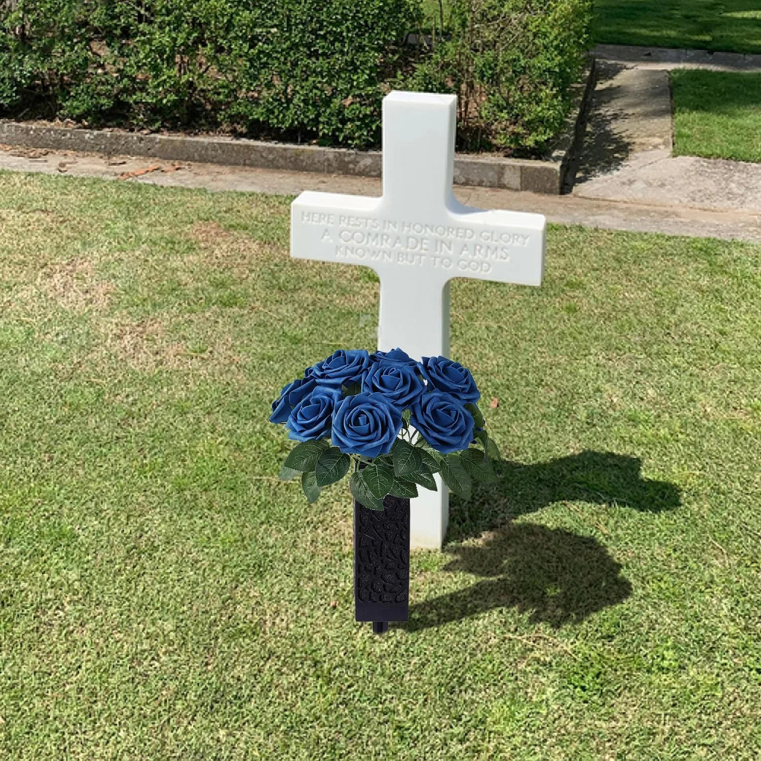 Cemetery Artificial Flower Vase with Foam for Grave Decorations 2 Headstones Fak