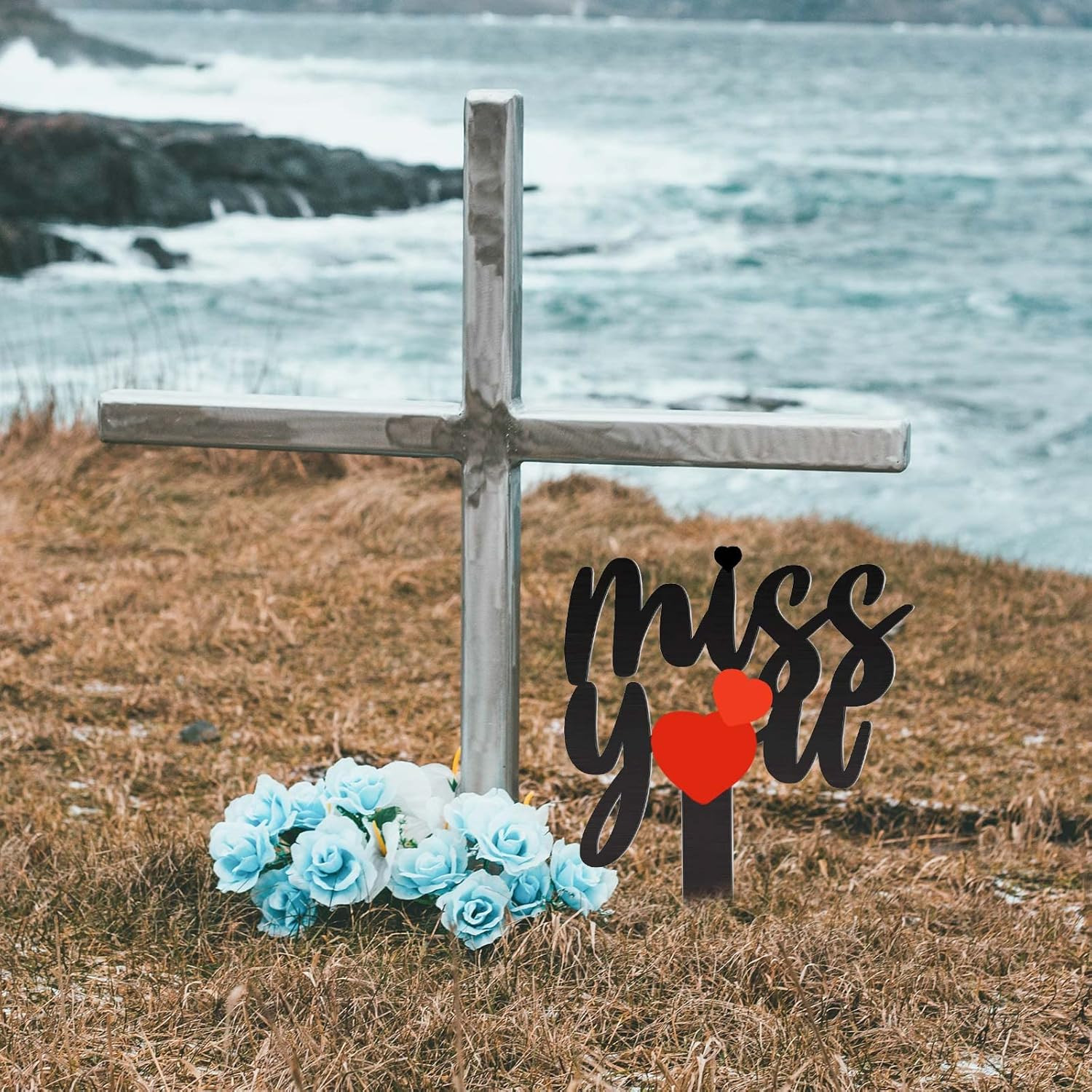 13.8 X 7.9 Inches Large Cemetery Decorations for Grave, Miss You Memorial Grave