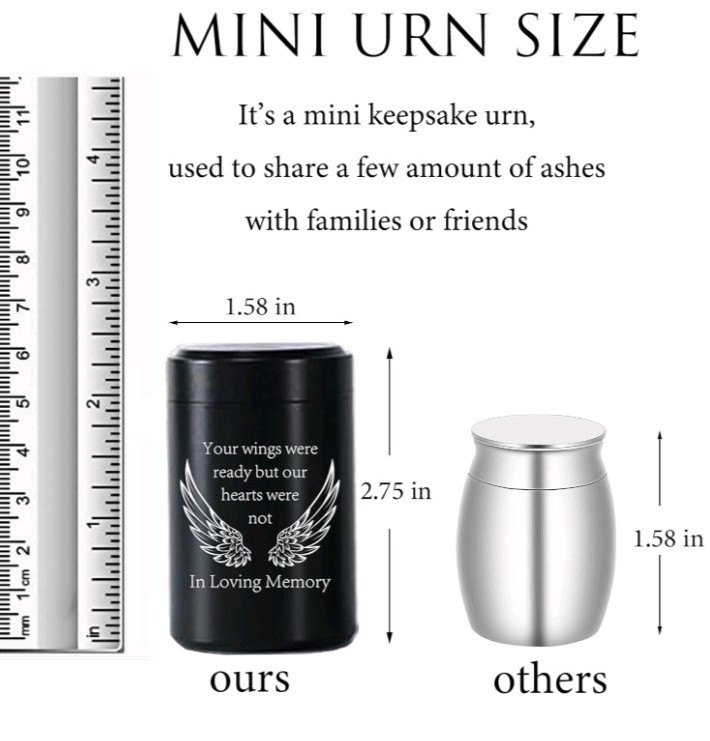 New Mini Urn For Ashes.Silver/Black