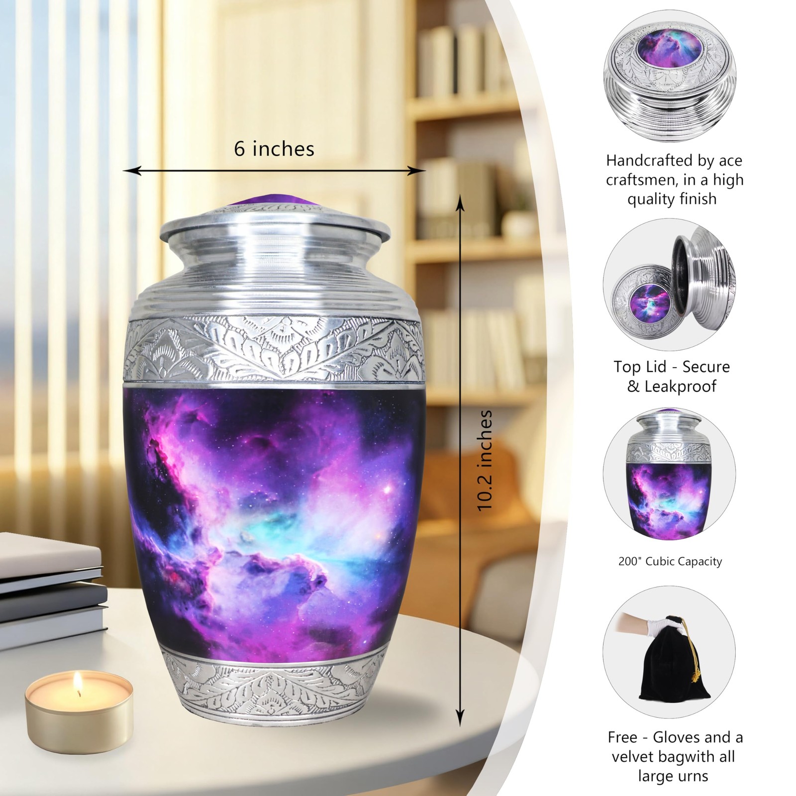 M MEILINXU Cremation Urns for Human Ashes Adult Female Large / Adult, Purple
