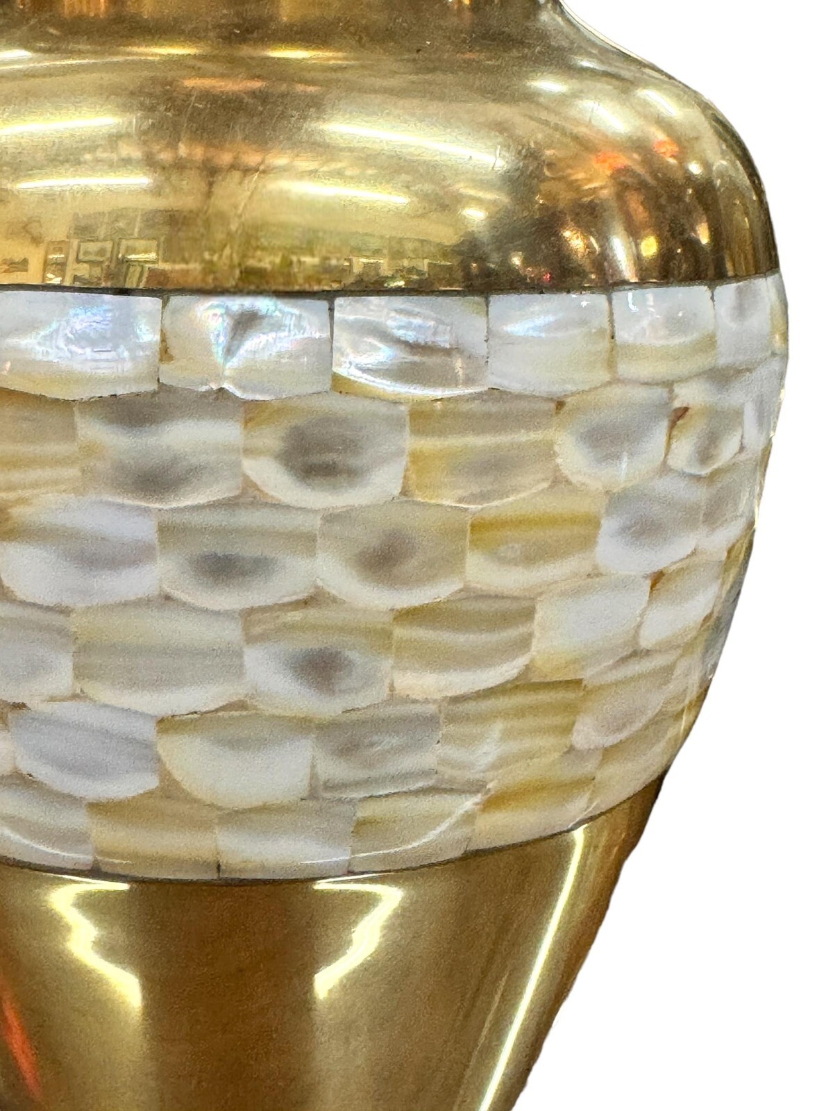 Brass and Mother of Pearl Urn with lid