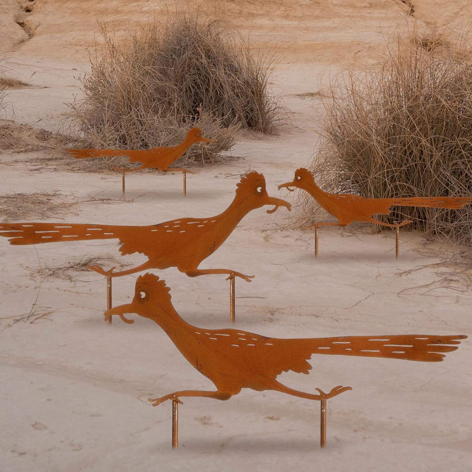 Geelin 4 Stück Metall Roadrunner Yard Art Southwest Decor Rostige…