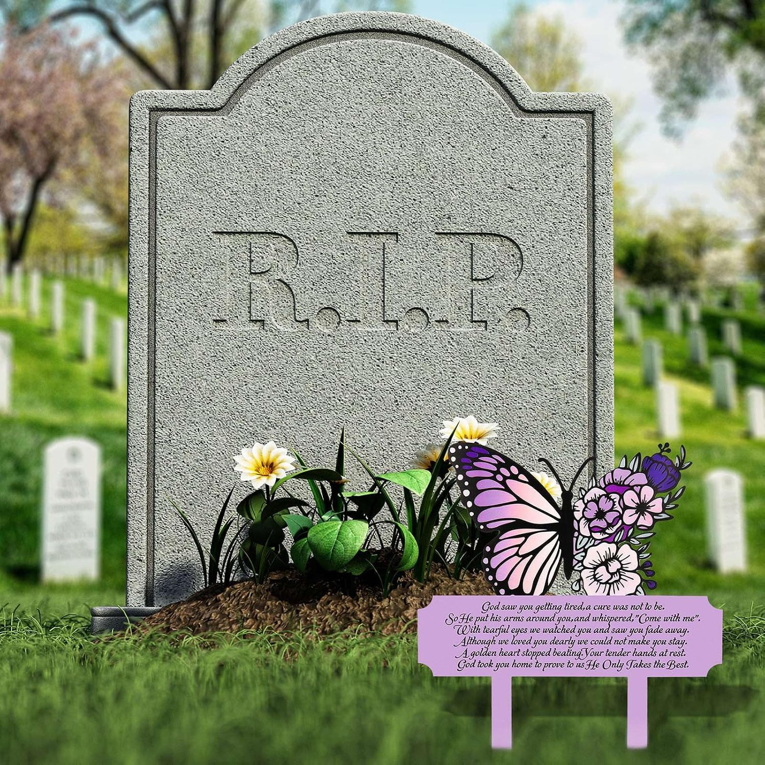Memorial Stakes Grave Decorations Butterfly Memorial Grave Markers Waterproof Re