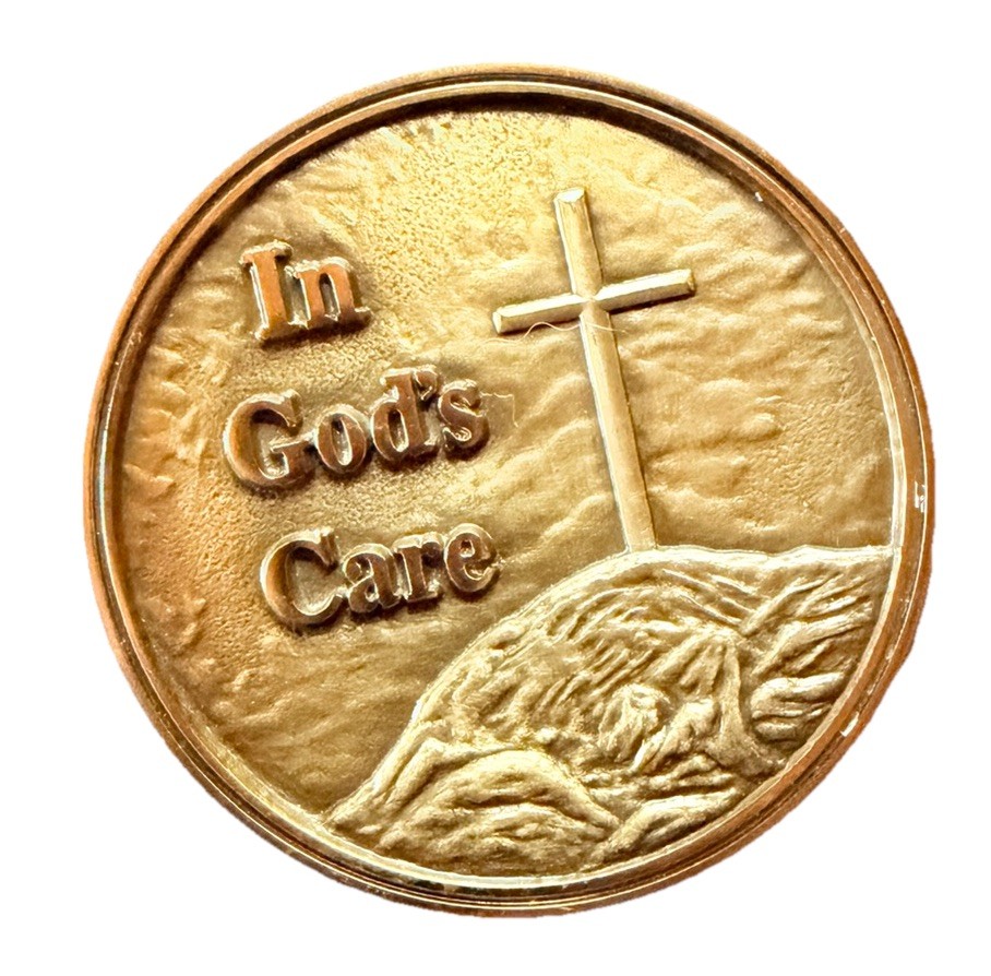 Batesville LifeStories Funeral Casket Medallion Brass Magnetic – In God’s Care