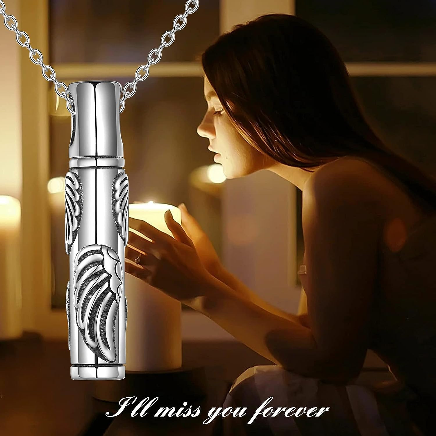Sterling Silver Cremation Urn Necklace for Ashes Keepsake Memorial Urn Pendant