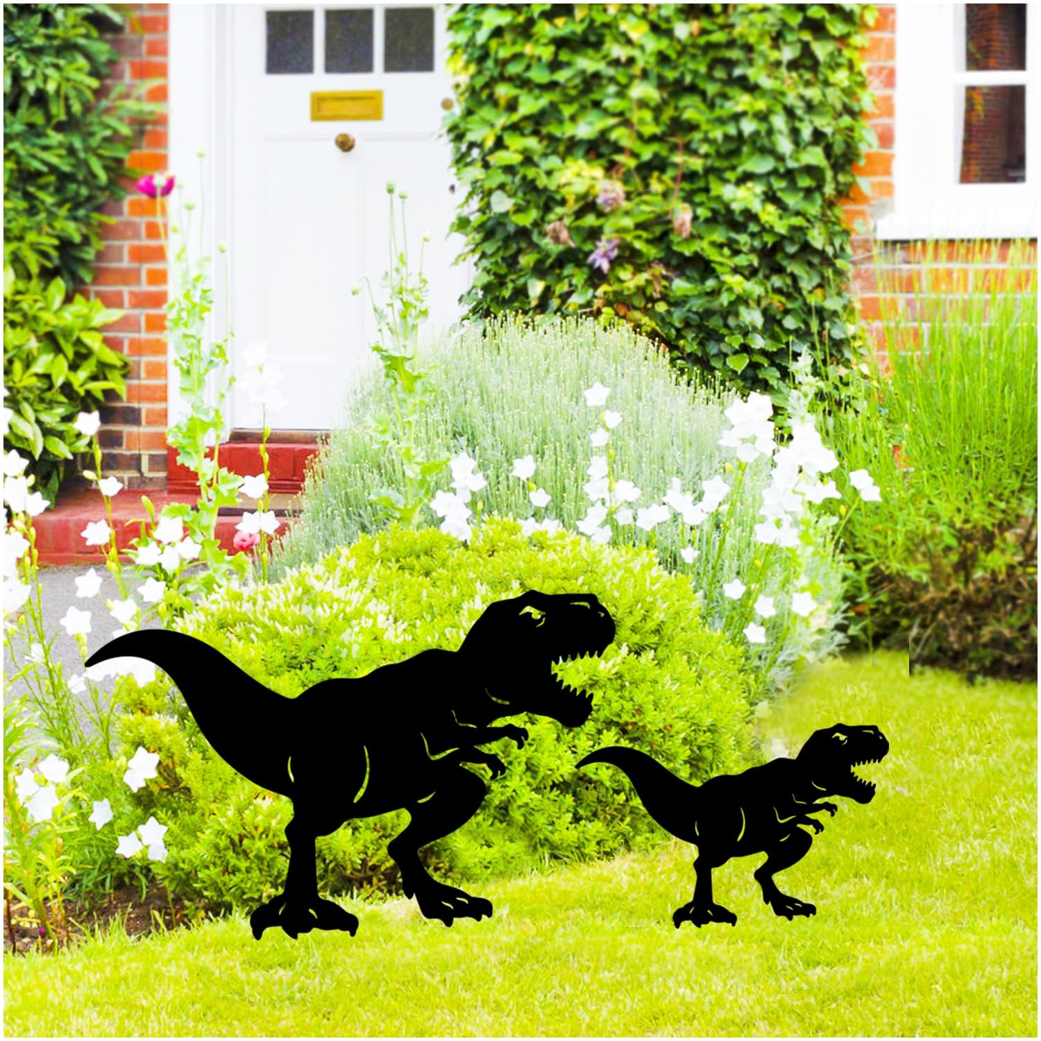 Dinosaur Metal Garden Stakes Decorative Yard Art for Outdoor Decor