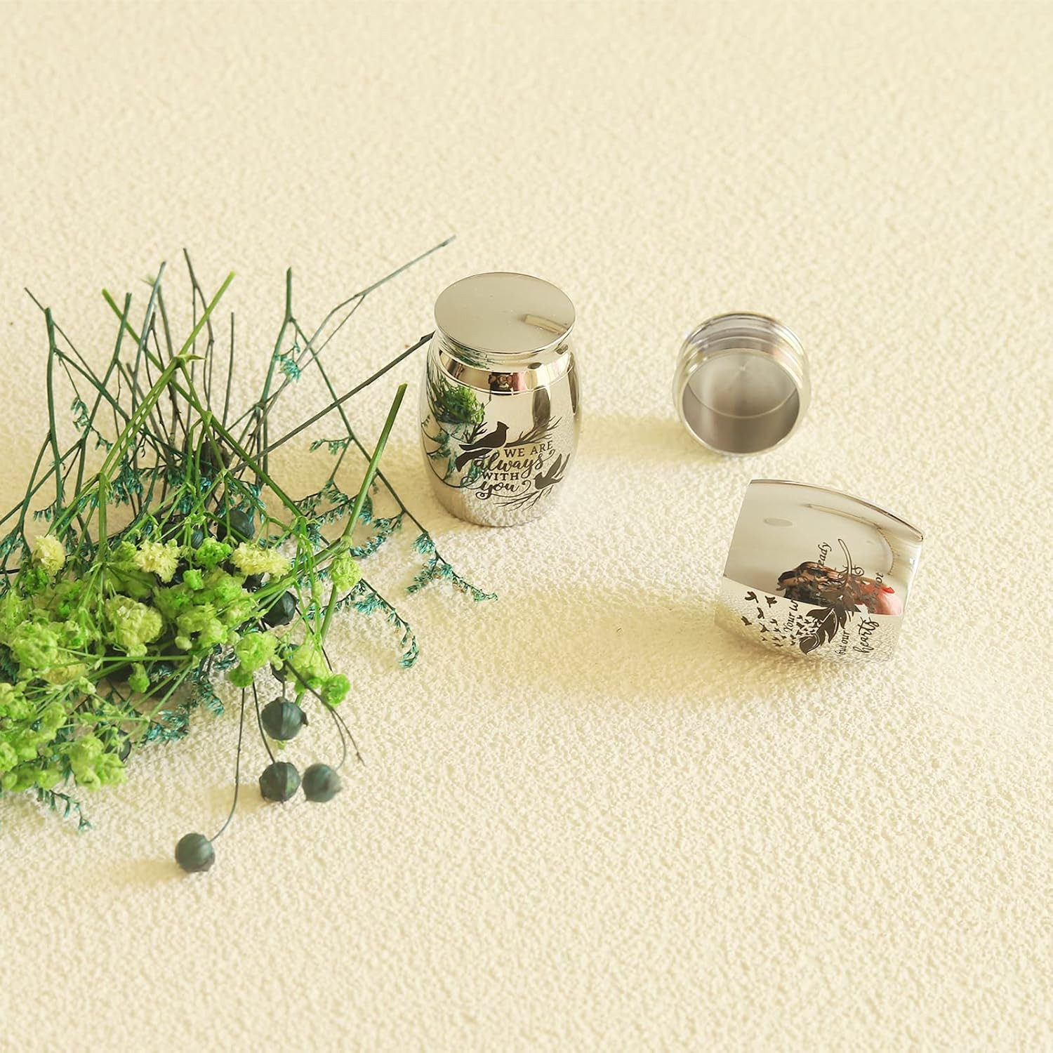 Small Keepsake Urns for Ashes – Set of 2，Stainless Steel Mini Urn Set, Cremation