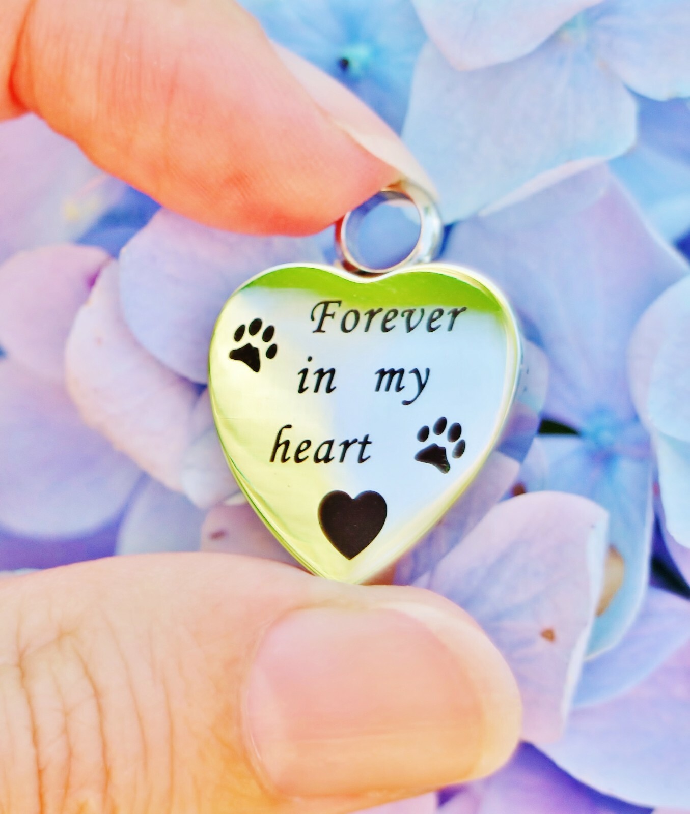 Keyring Urn .5″ Key Chain Pet Cremation Pendant Ashes Dog Cat Forever in Heart