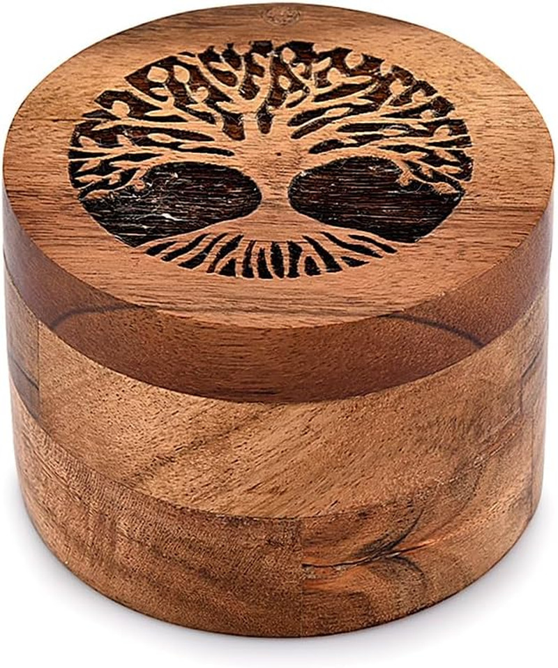 Handmade Acacia Wood Urn for Human Ashes, Tree of Life Wooden Box Urns for Ashes