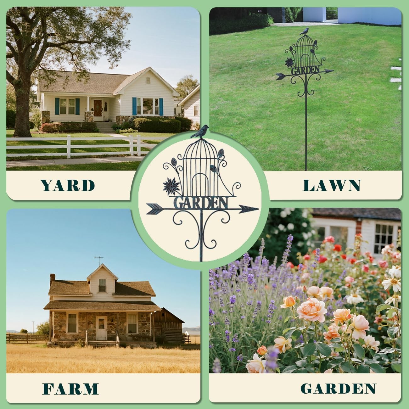Metal Garden Stakes for Outdoor Lawn, Backyard, and Pathway Decor