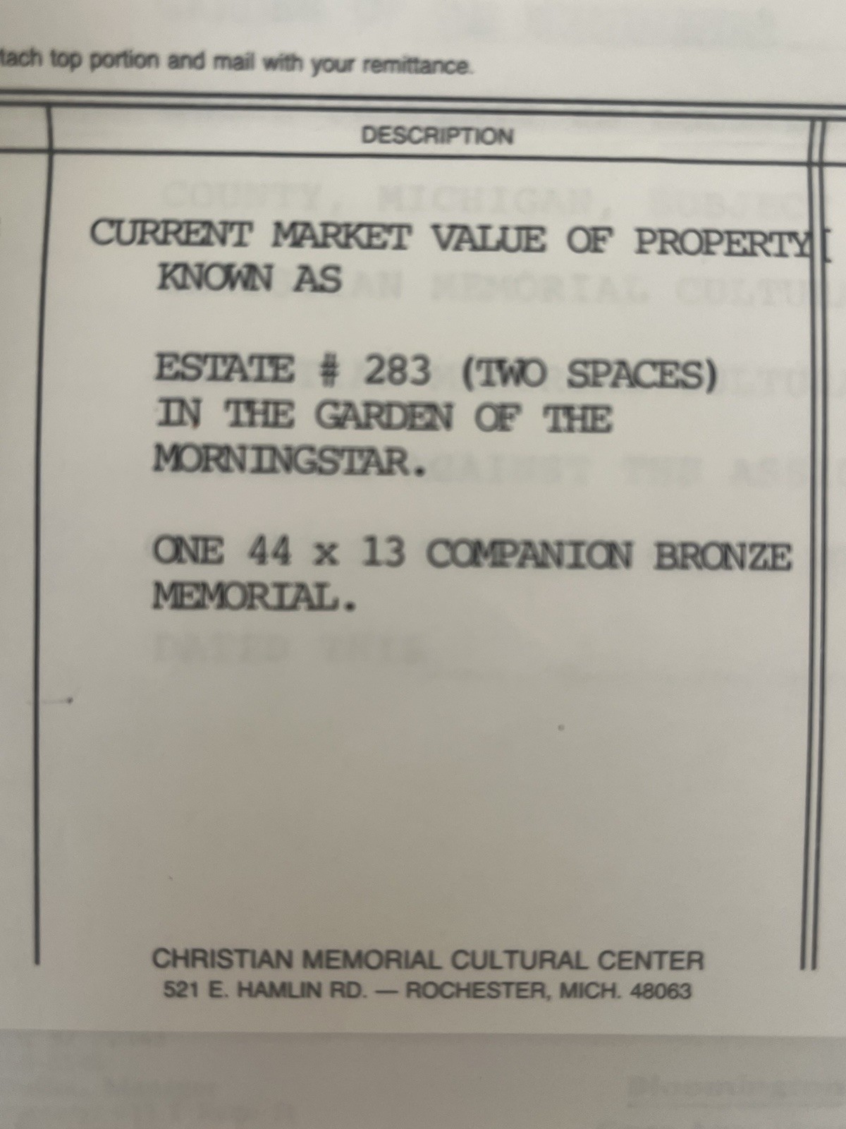 Burial Sites(2) Rochester Hills, Michigan +Bronze Stone