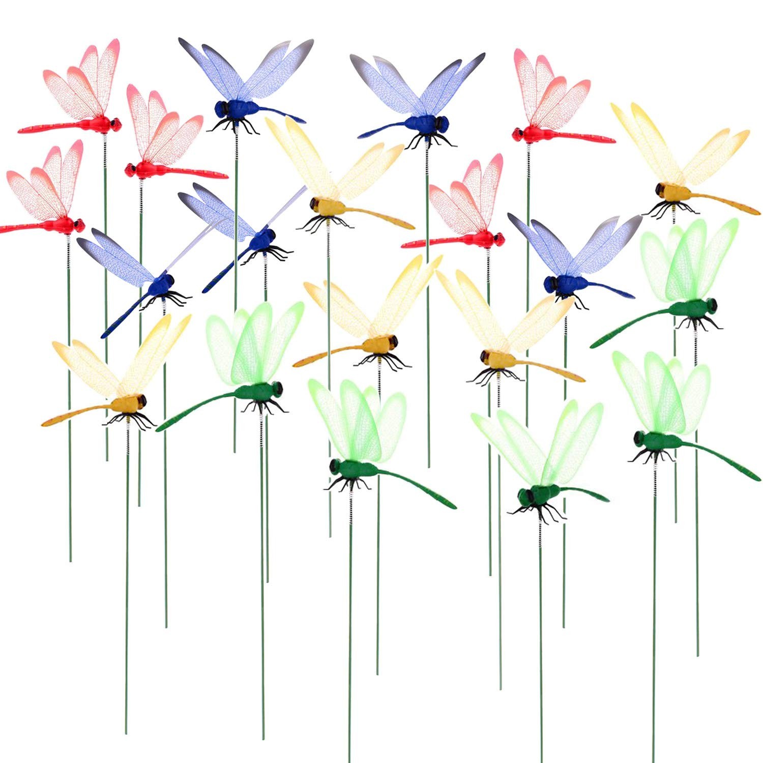 30 PCS Dragonfly Garden Stakes Indoor Outdoor Pot Decoration and Fairy Garden