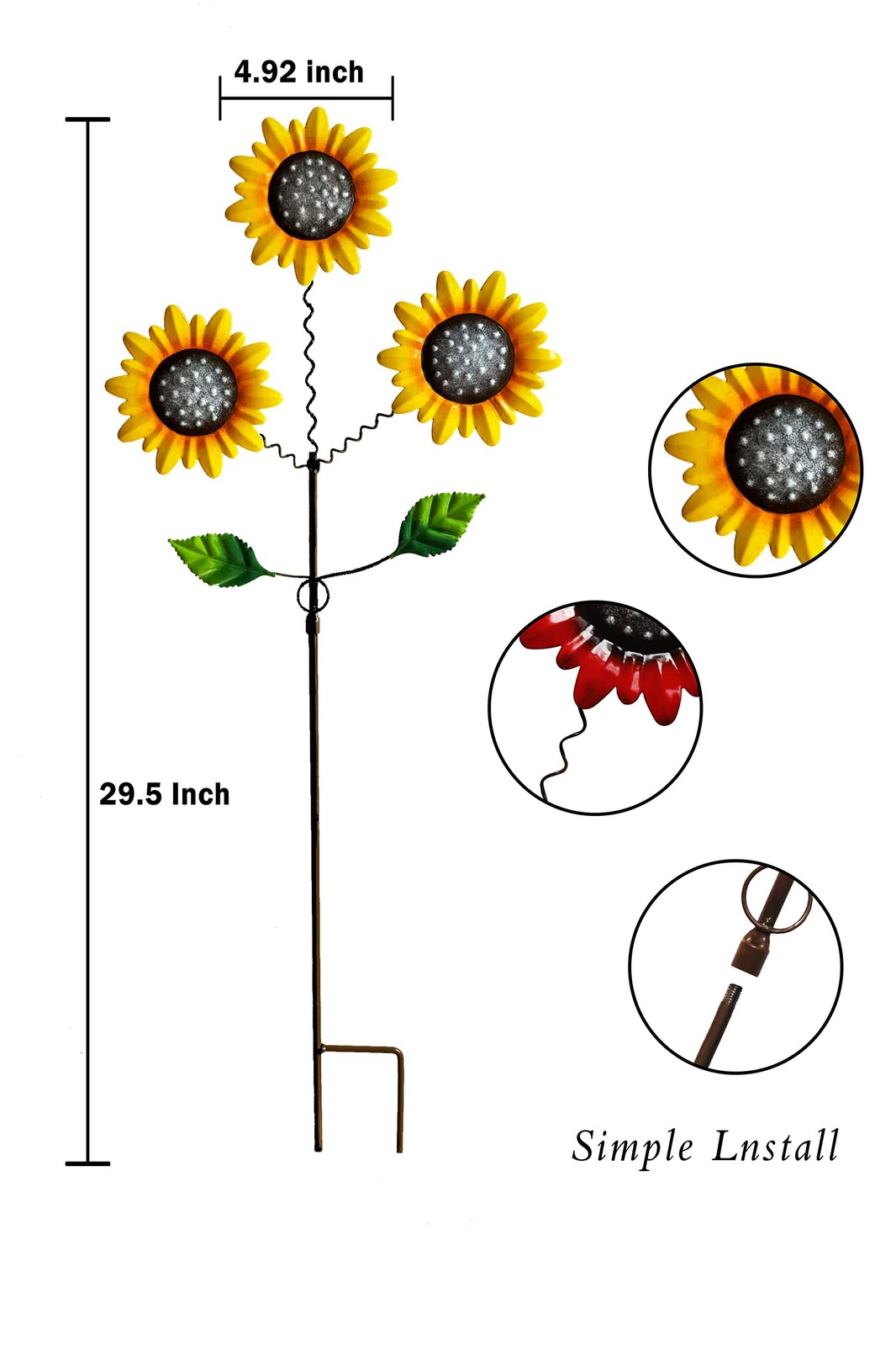 KEDONCHEN 2 Pack Metal Sunflowers Decorative Garden Stakes, 29.5 Inch Outdoor…
