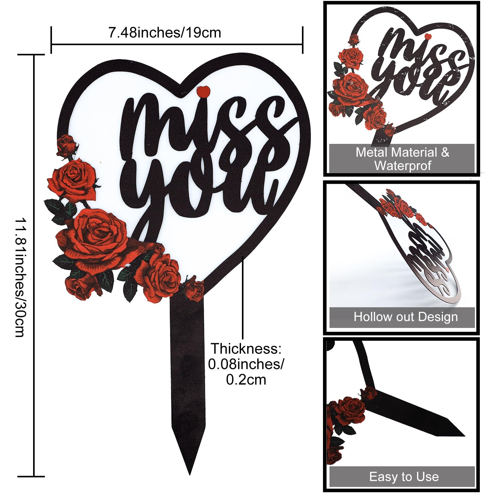 Memorial Plaques Stake Waterproof Metal Grave Marker Grave Decorations for Ce…