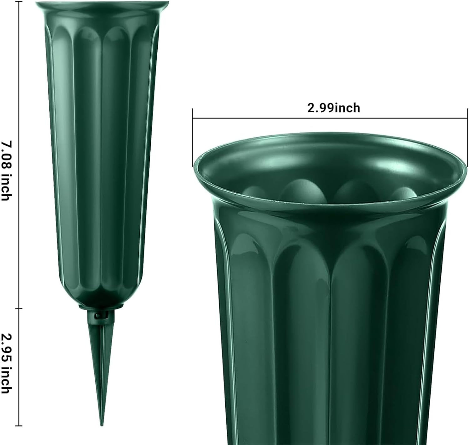 24 Pack Memorial Flower Vase Plastic Cemetery Vases with Spikes Cemetery
