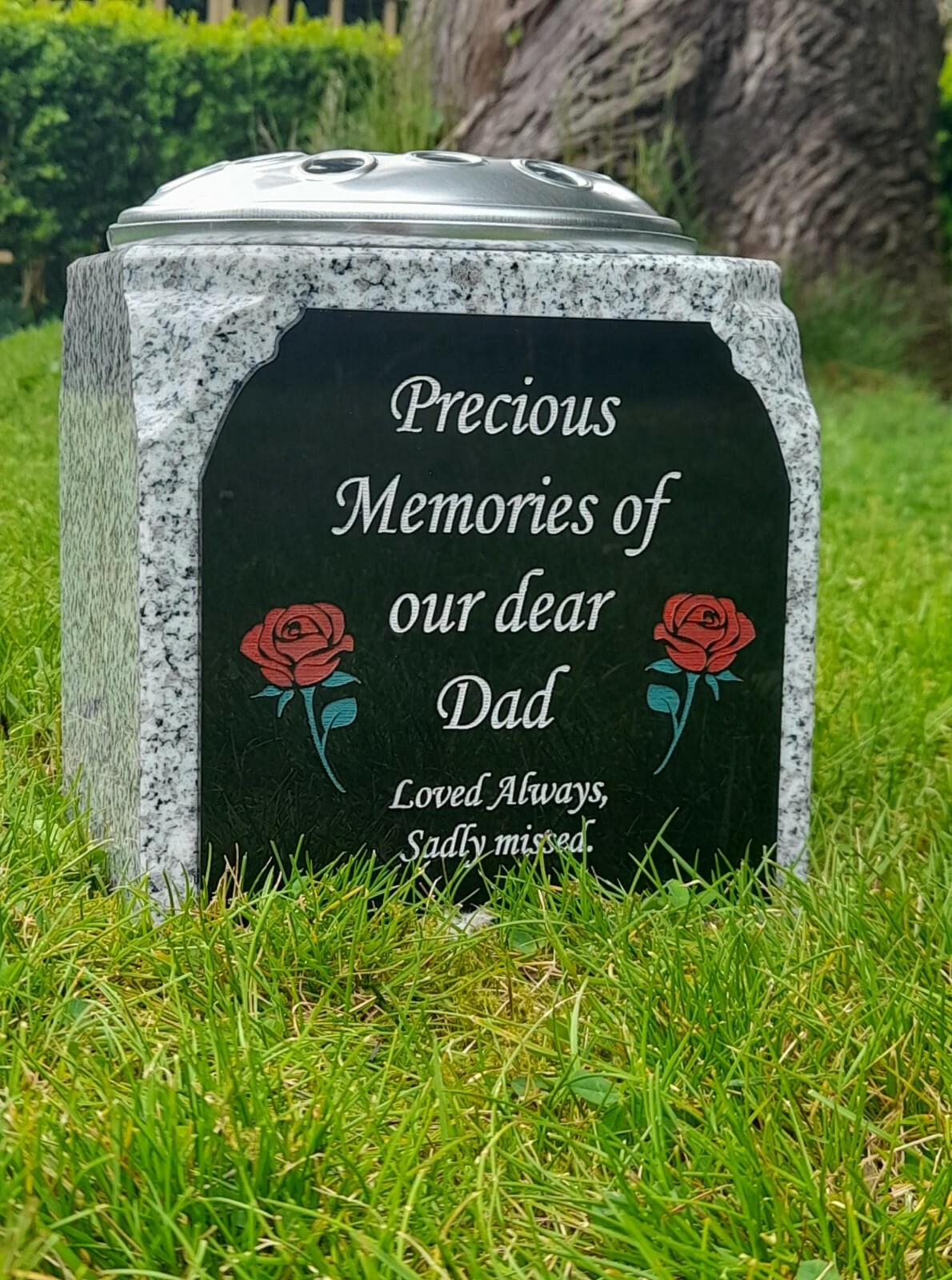 Personalised Granite Memorial Vase Grave Pot Flower Holder Cemetery Grave Vase