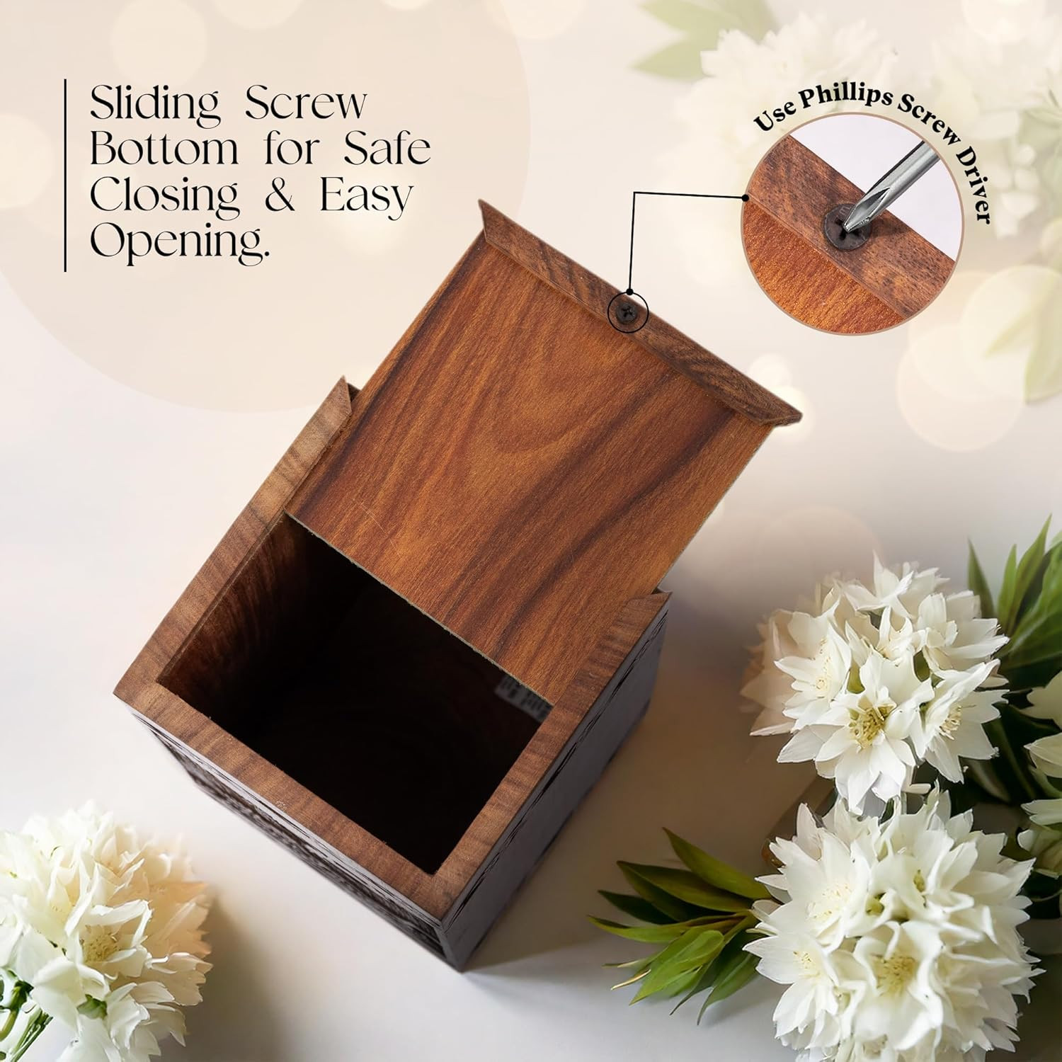 Wooden Cremation Urns for Human Ashes 120 Lbs – Decorative Funeral, Burial Urn f