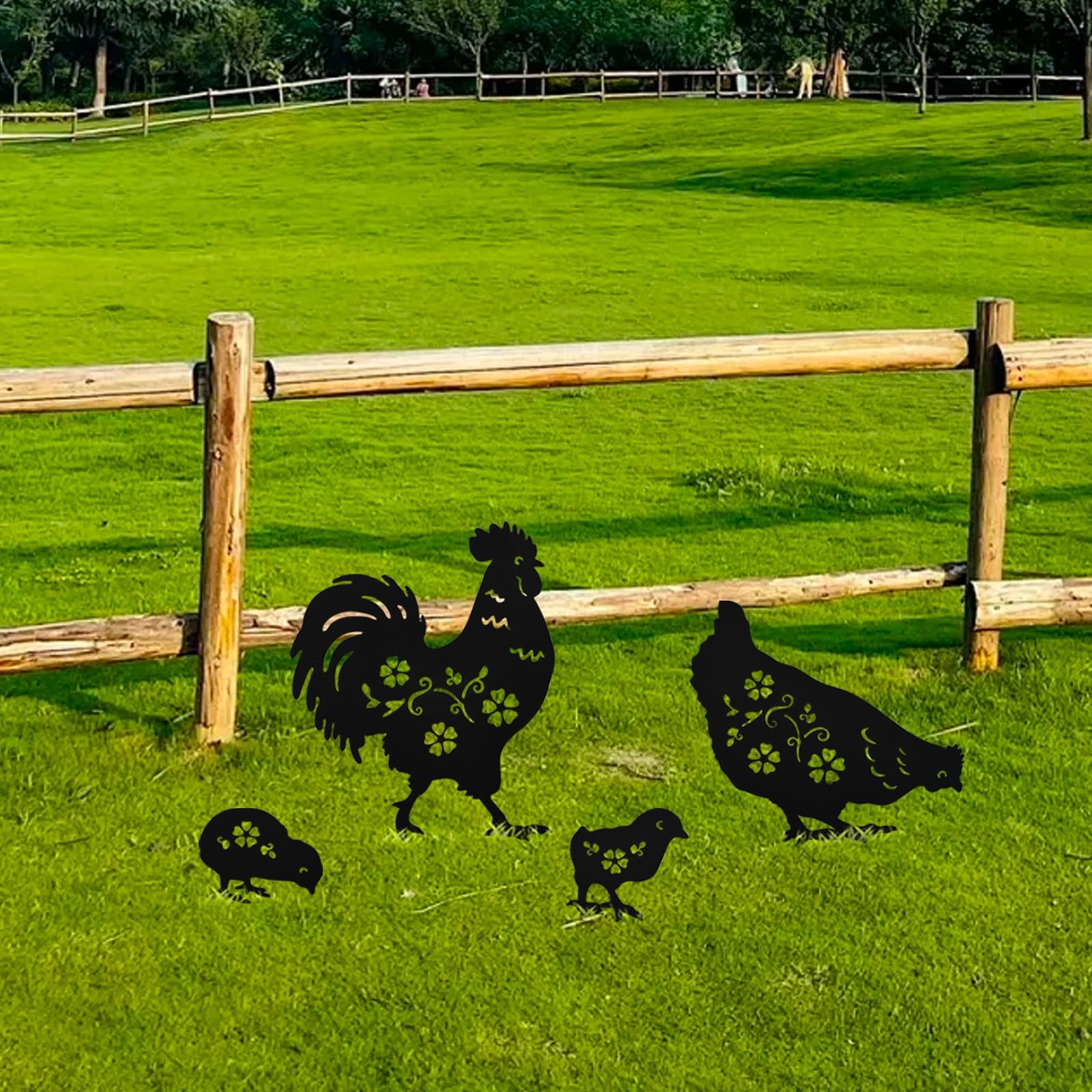 4 Pack Chicken Metal Decorative Garden Stakes, Chicken Decor Gifts for Men, B…