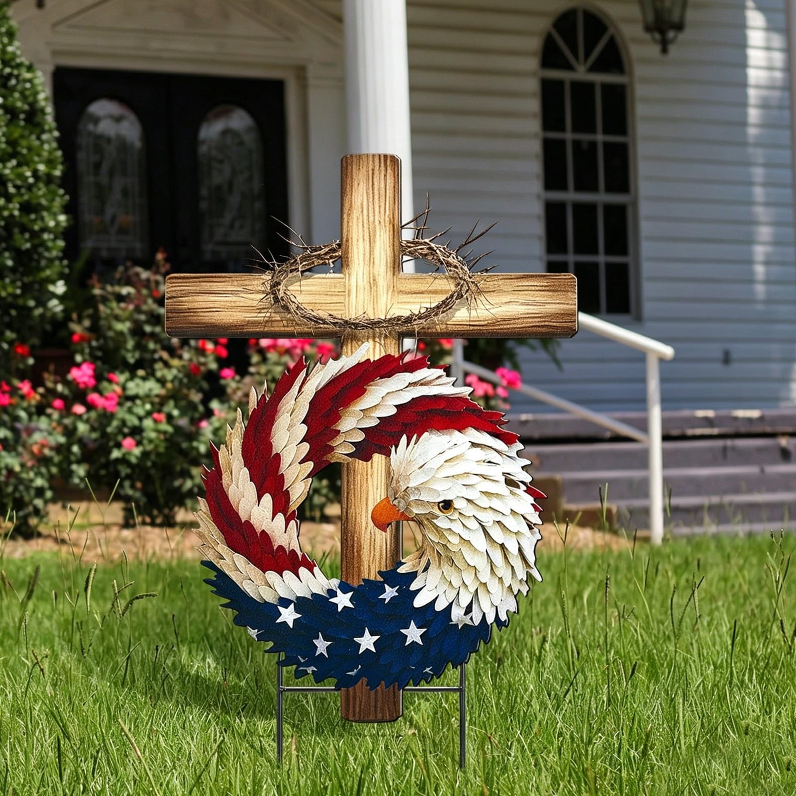 Patriotic Eagle Garden Stakes – 4th of July Outdoor Decor for Independence Day