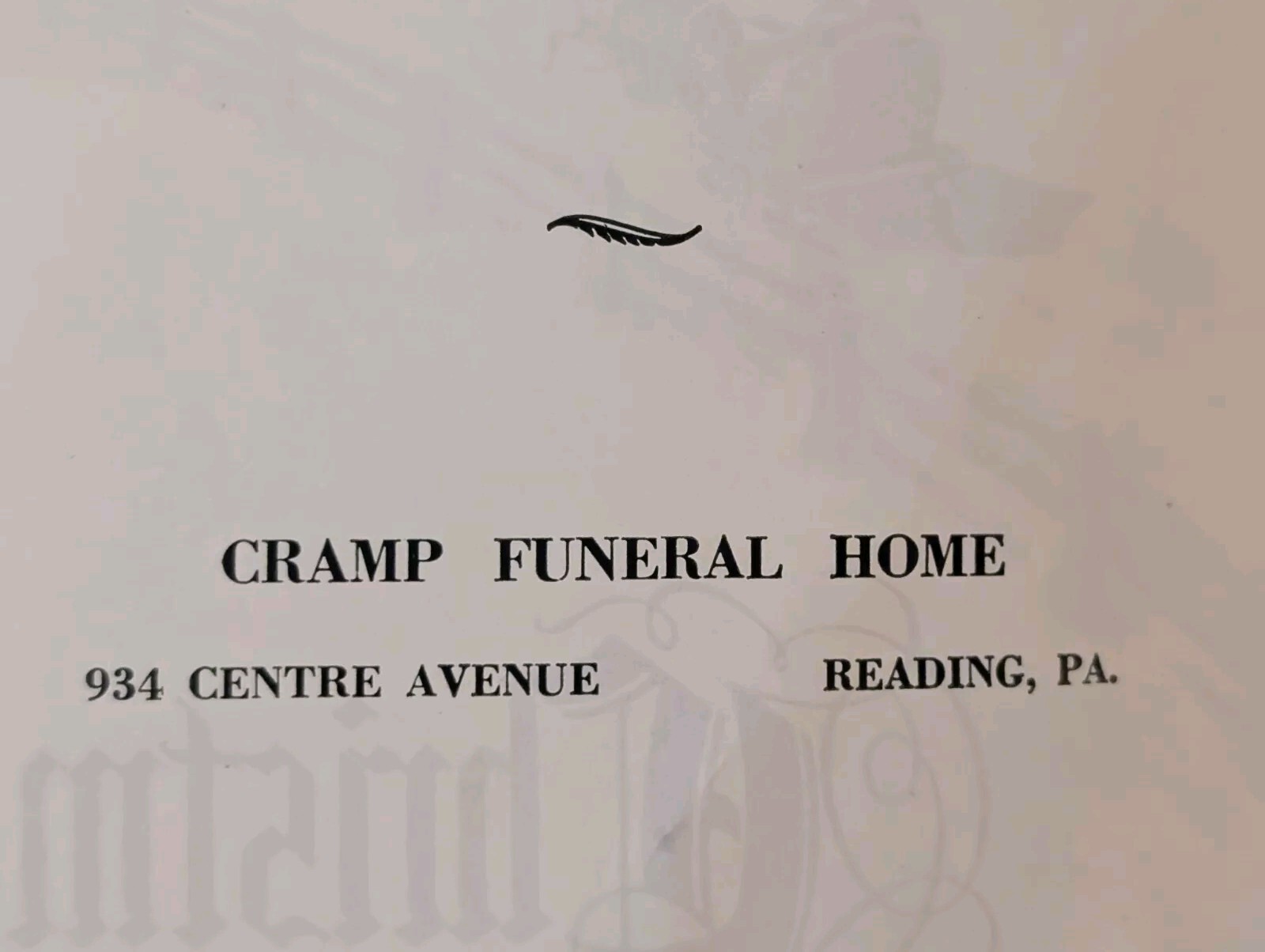 Vintage CHRISTMAS CAROLS Cramps Funeral Home Reading PA Grif Teller