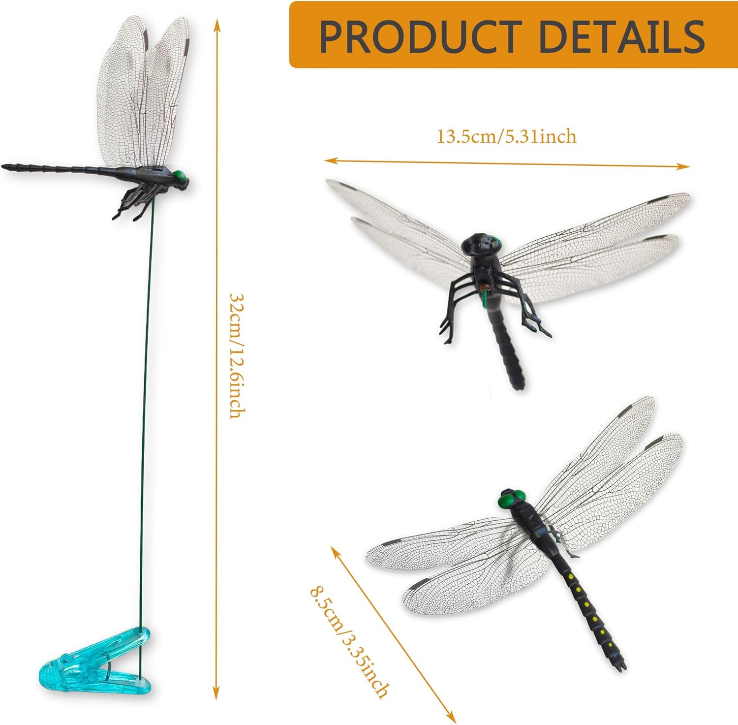 Dragonfly Clips Black Dragon Fly Hat Clip Artificial Realistic 3D Dragonflies Ga