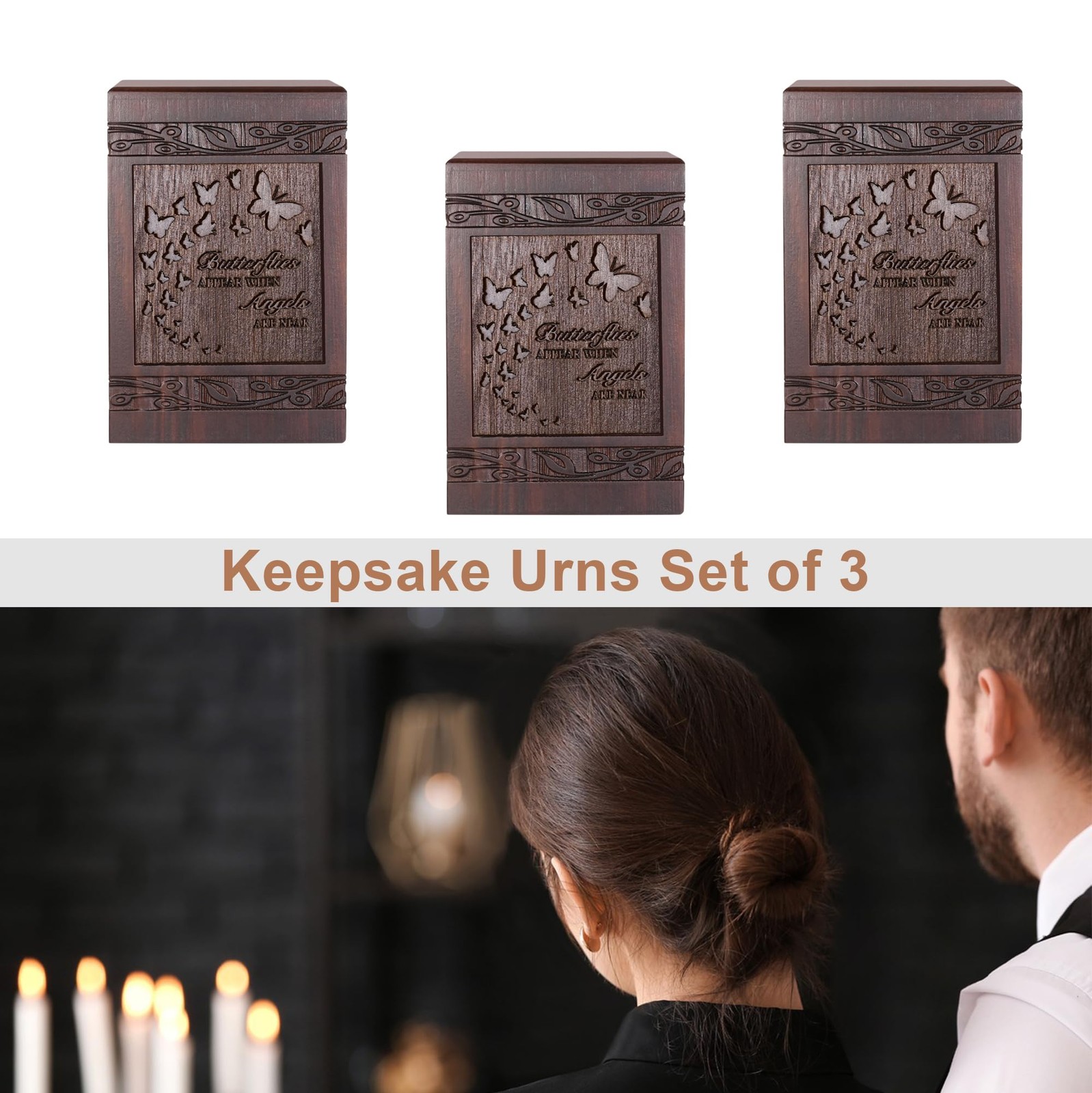 Cremation Urns for Human Ashes Adult Male Female, Wooden Carved Urns Box for …