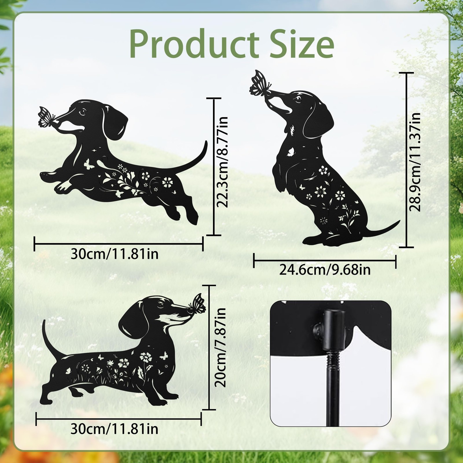 Dachshund Garden Stakes – 3 Pcs Metal Yard Art for Dog Lovers and Decor