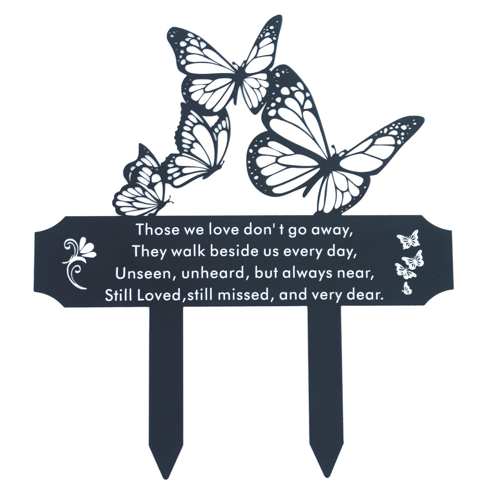 Elegant Butterfly Grave Marker – Durable Cemetery Decoration with Stakes