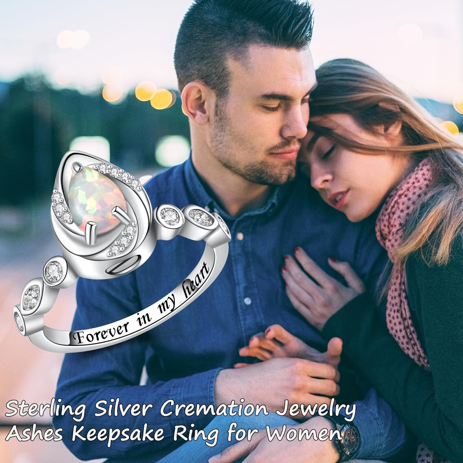 Heart Urn Ring for Ashes for Women – 925 Sterling Silver Opal Cremation Rings…