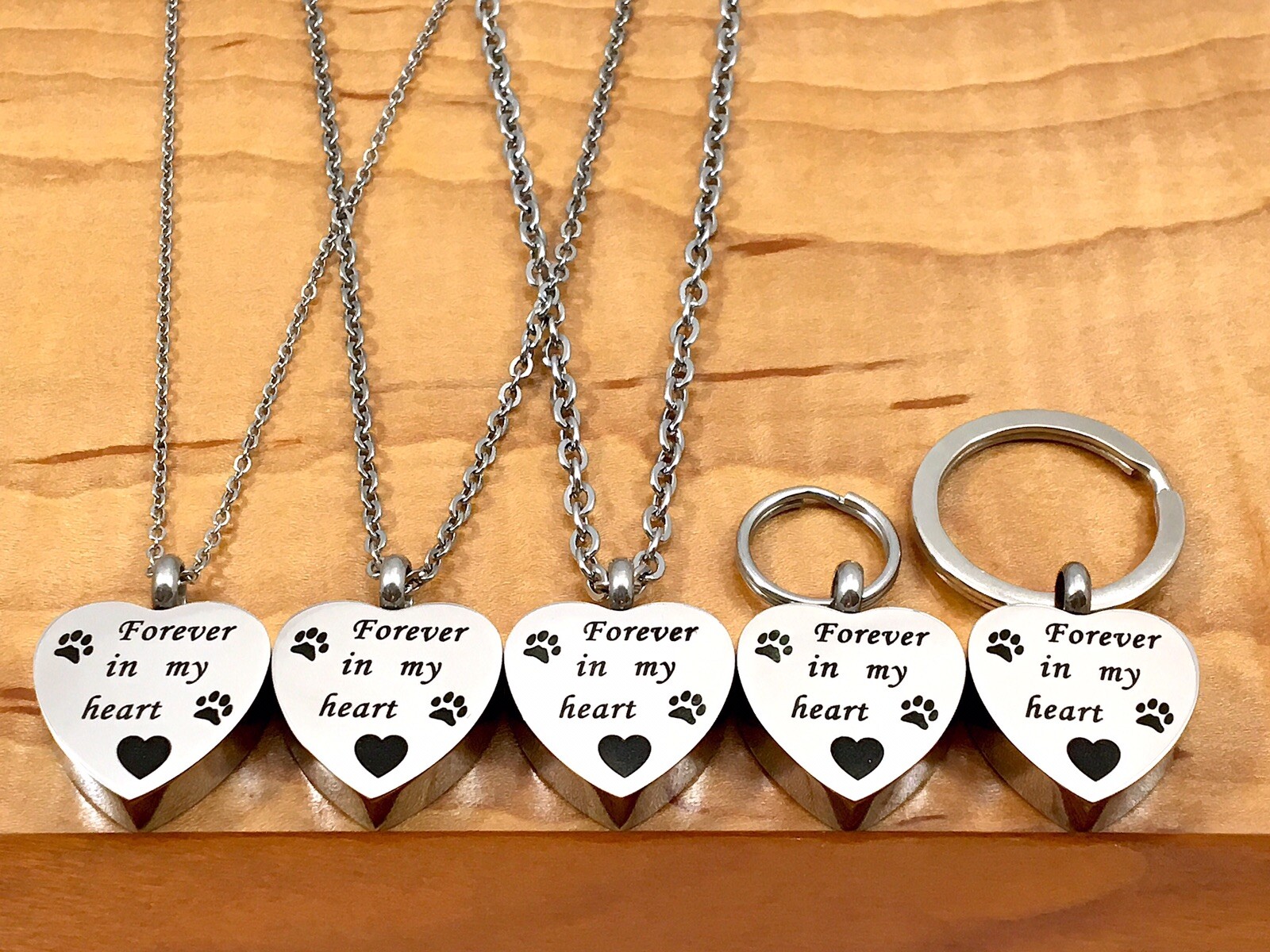 Keyring Urn .5″ Key Chain Pet Cremation Pendant Ashes Dog Cat Forever in Heart