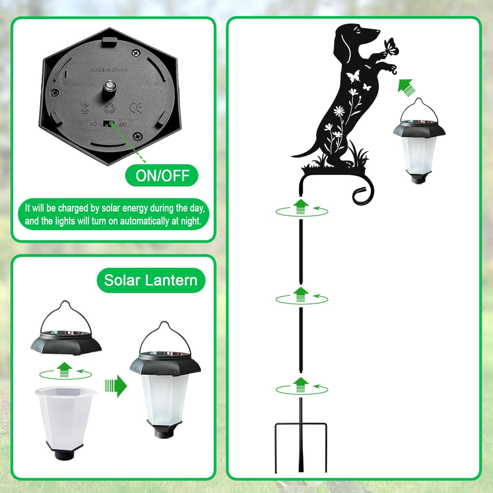 Hokfirm Dachshund Solar Lights Garden Stake,Dachshund Gifts Outside Decoratio…