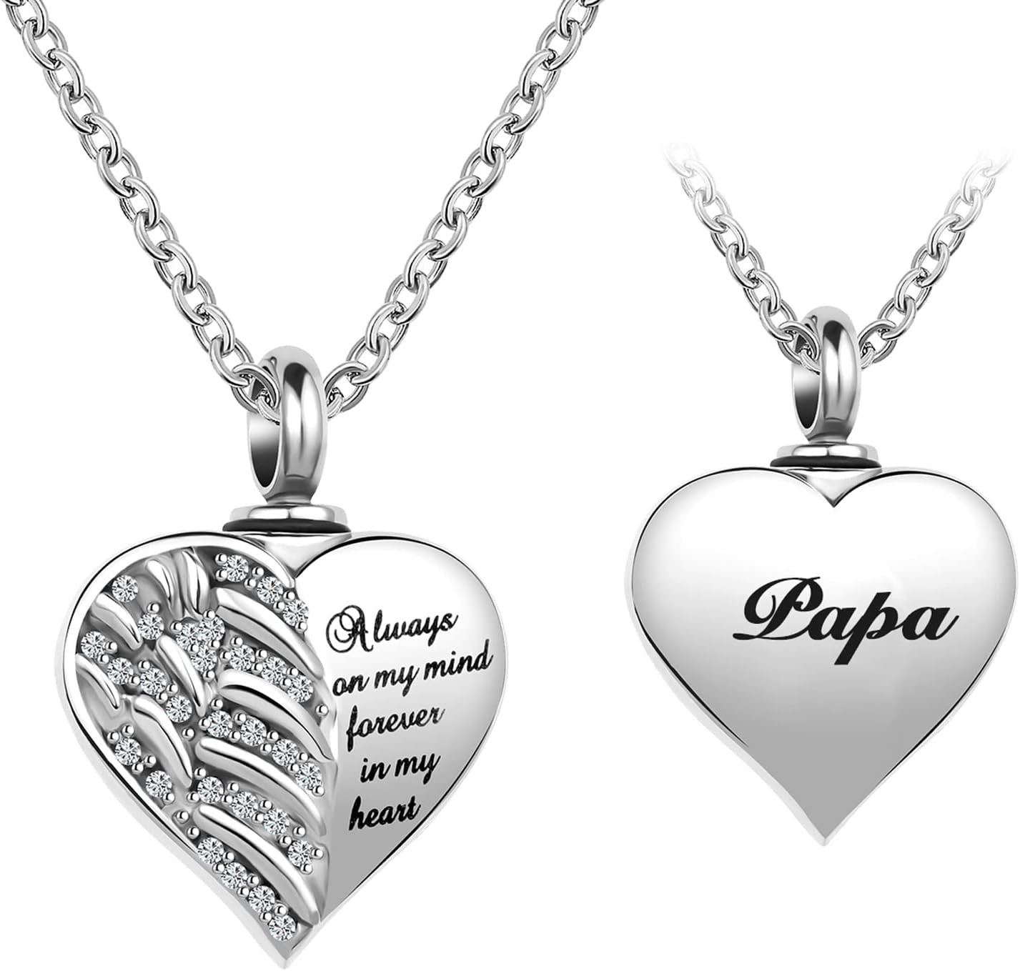 Guardian Angel Wings Cremation Jewelry for Ashes Heart Crystal Urn Necklaces for