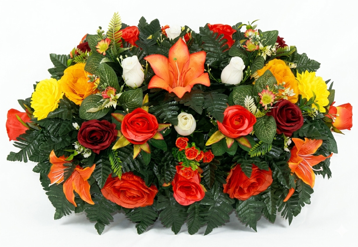 XL Cemetery Fall Flower Arrangement-Cemetery Headstone Saddle