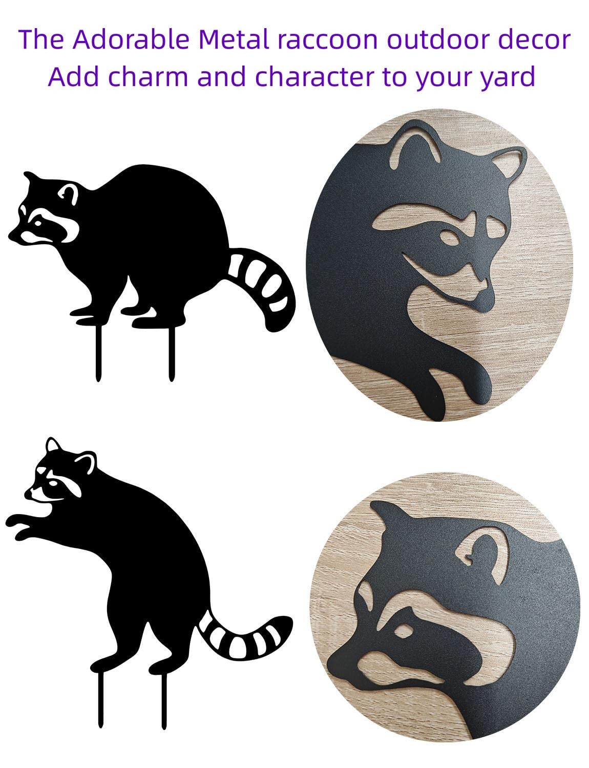 Raccoon Garden Stakes – Metal Yard Art for Outdoor Decor, Unique Nature Gift