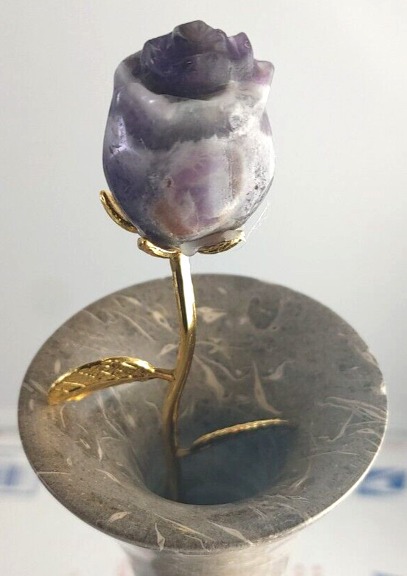 Amethyst Crystal Rose Flower Headstone Cemetary Grave Tombstone Forever Eternal