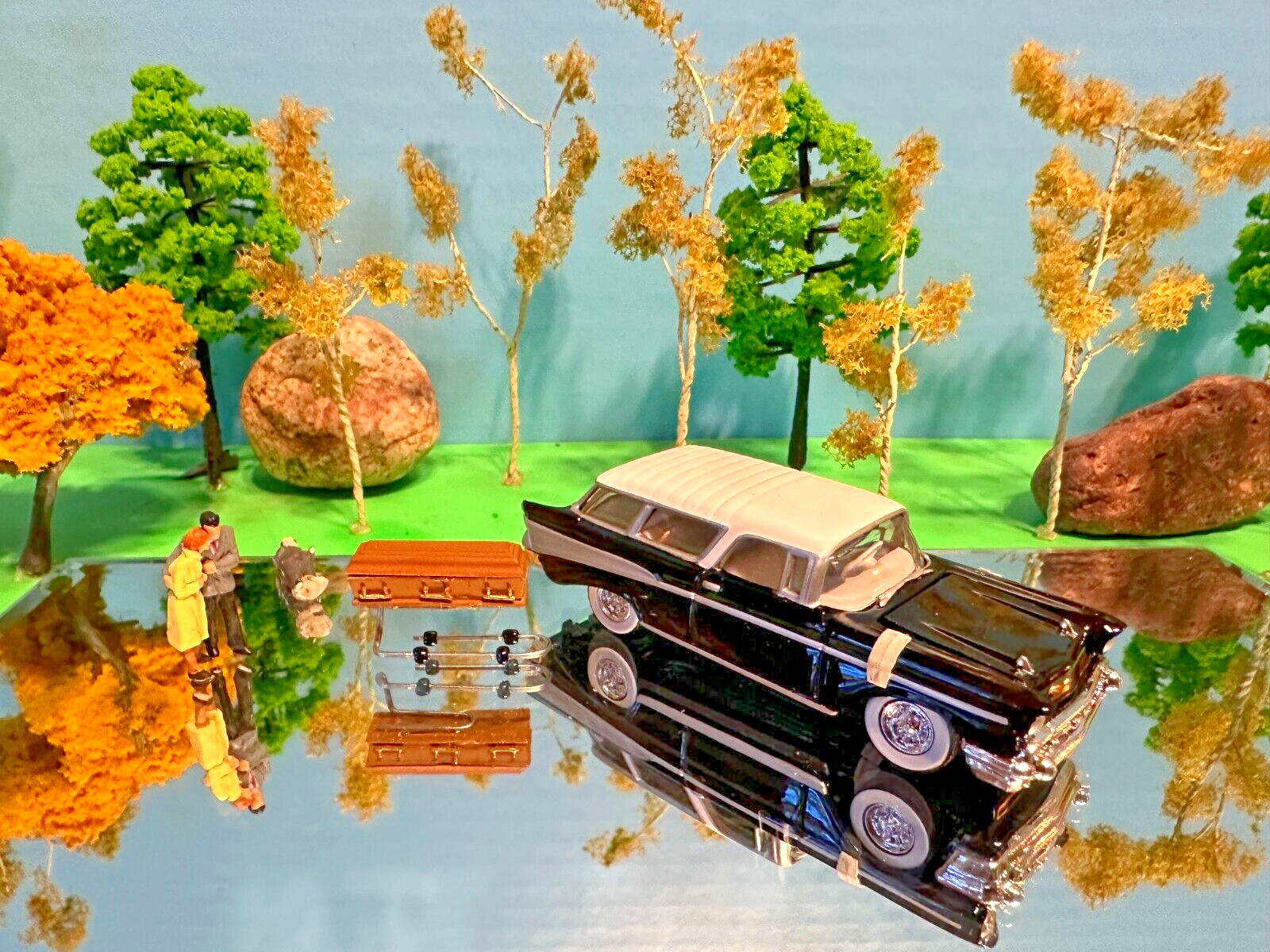 Hearse, Funeral, Grave, 1957 Chevy Nomad Hearse, Johnny Lighting, 1/64 210 Sedan