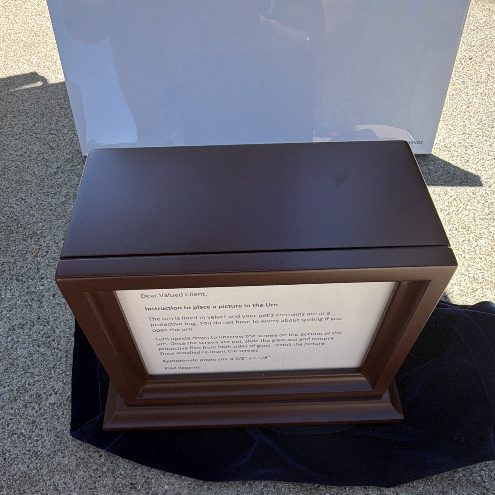 Hardwood Pet Cremation Urn Box with Photo Frame Display, Brown