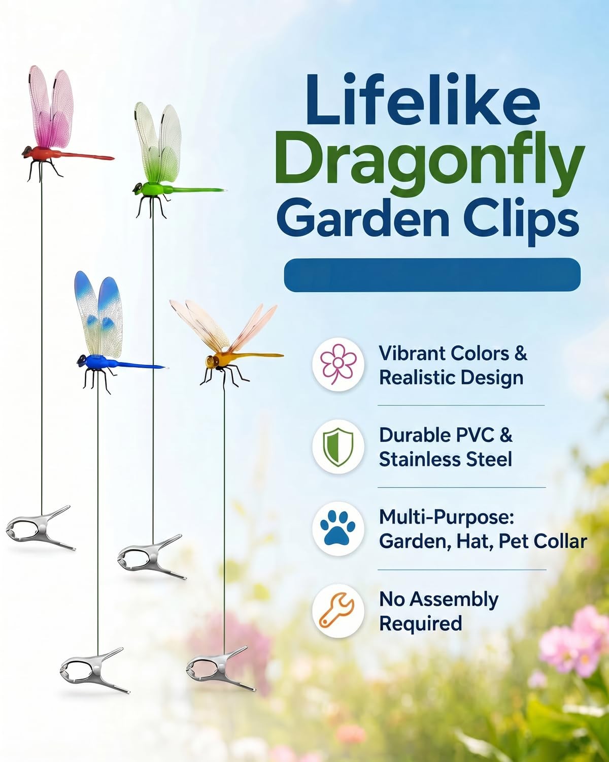 4 Pcs Dragon Fly Clips for Bug Repellent Use, Lifelike 3D Outdoor Decorative …