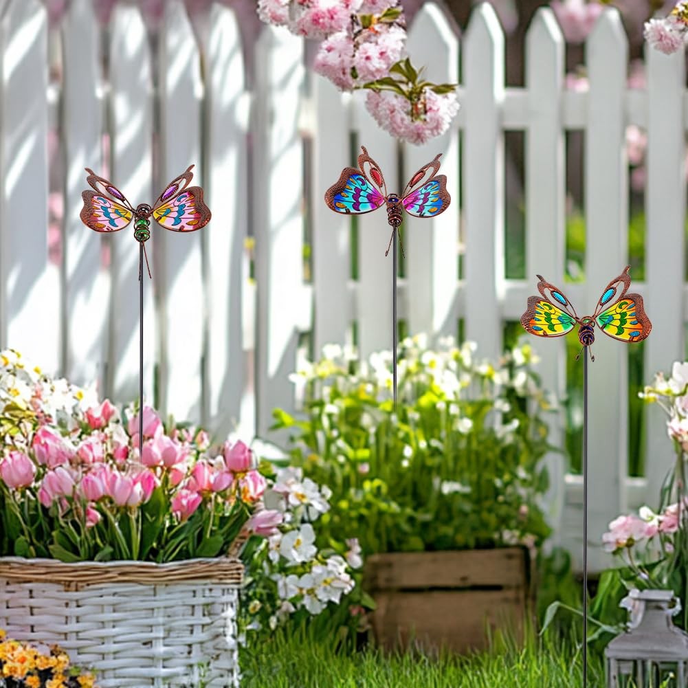 3 Pack Butterfly Decorative Garden Stakes,Butterflies Porch Decorations Outdo…