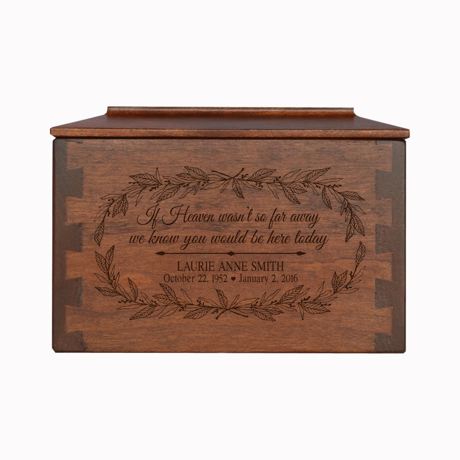 Custom Engraved Dovetail Cremation Urn Box for Human Ashes 7.75″ If Heaven Was