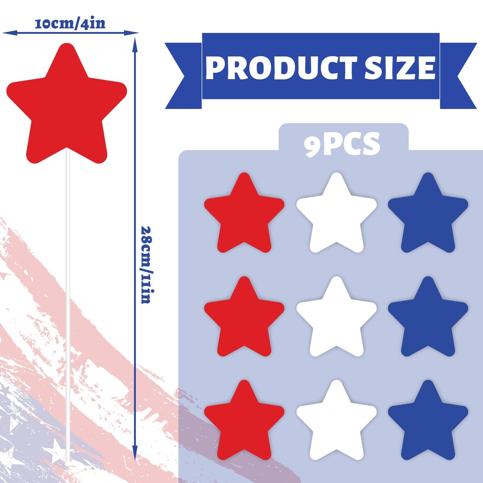 9Pcs 11″ 4th of July Outdoor Decor Patriotic Metal Yard Sign Star Decorative …