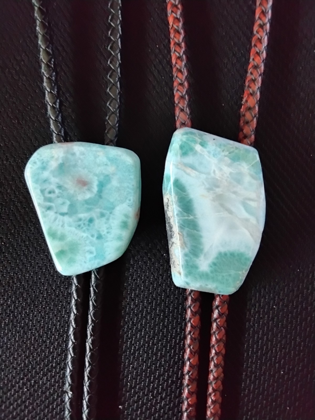 Larimar Bolo for Cremation Urn | Memorial Keepsake Bolo | Brown Genuine Leather