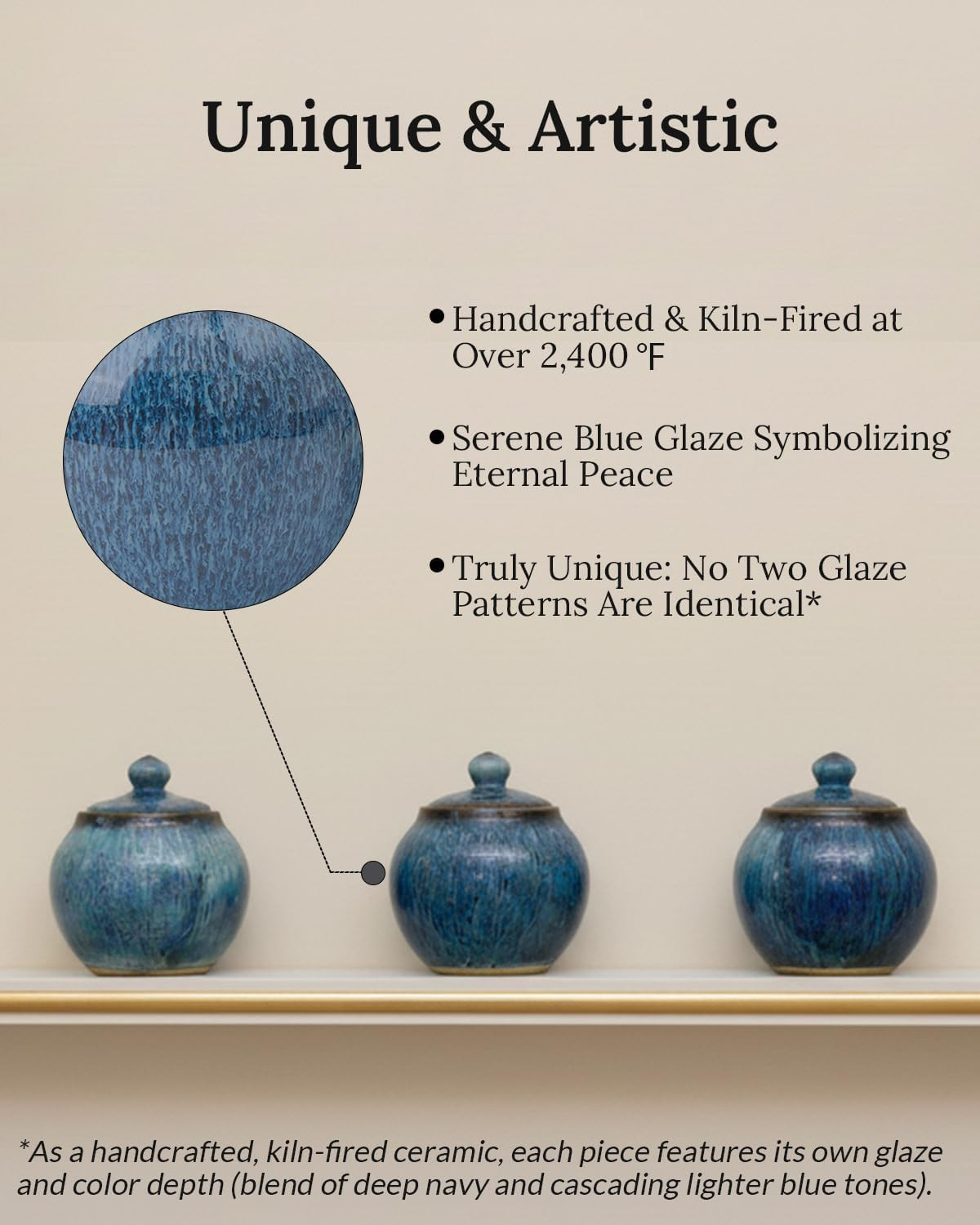 Small Keepsake Urn with Memorial Box – Unique Handcrafted Blue Glaze Ceramic Urn