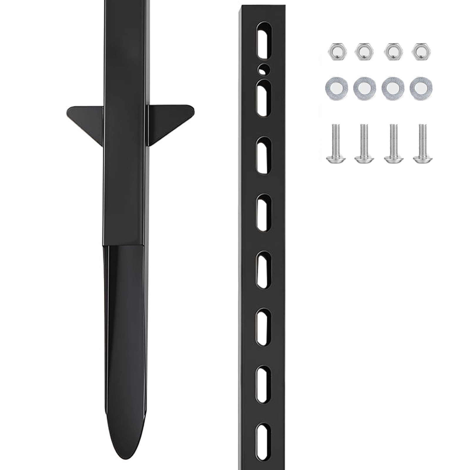 6 FT Metal Yard Sign Stake Aluminum Post Adjustable Pole 72 Inch Black