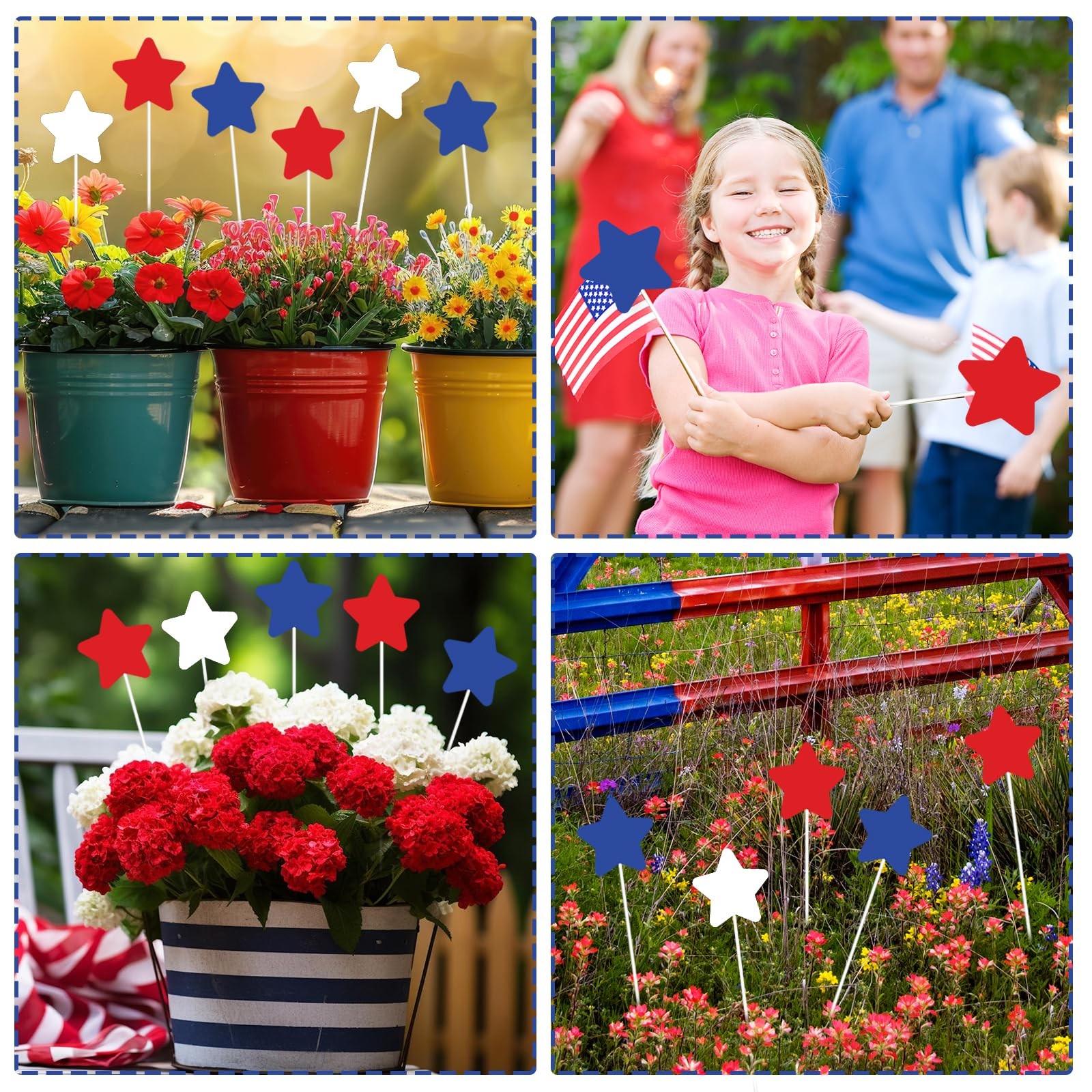 9Pcs 11″ 4th of July Outdoor Decor Patriotic Metal Yard Sign Star Decorative …