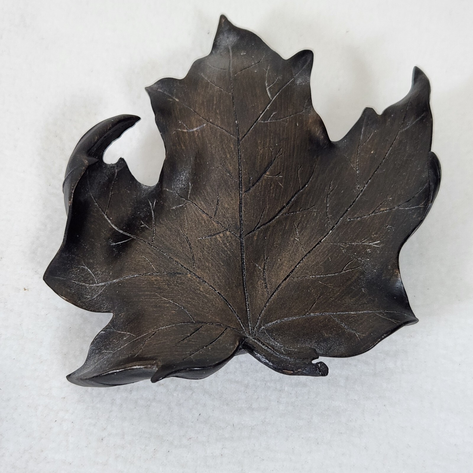 2003 Life Symbols Hand Painted Brown Resin 3D Maple Leaf Bates Casket Company
