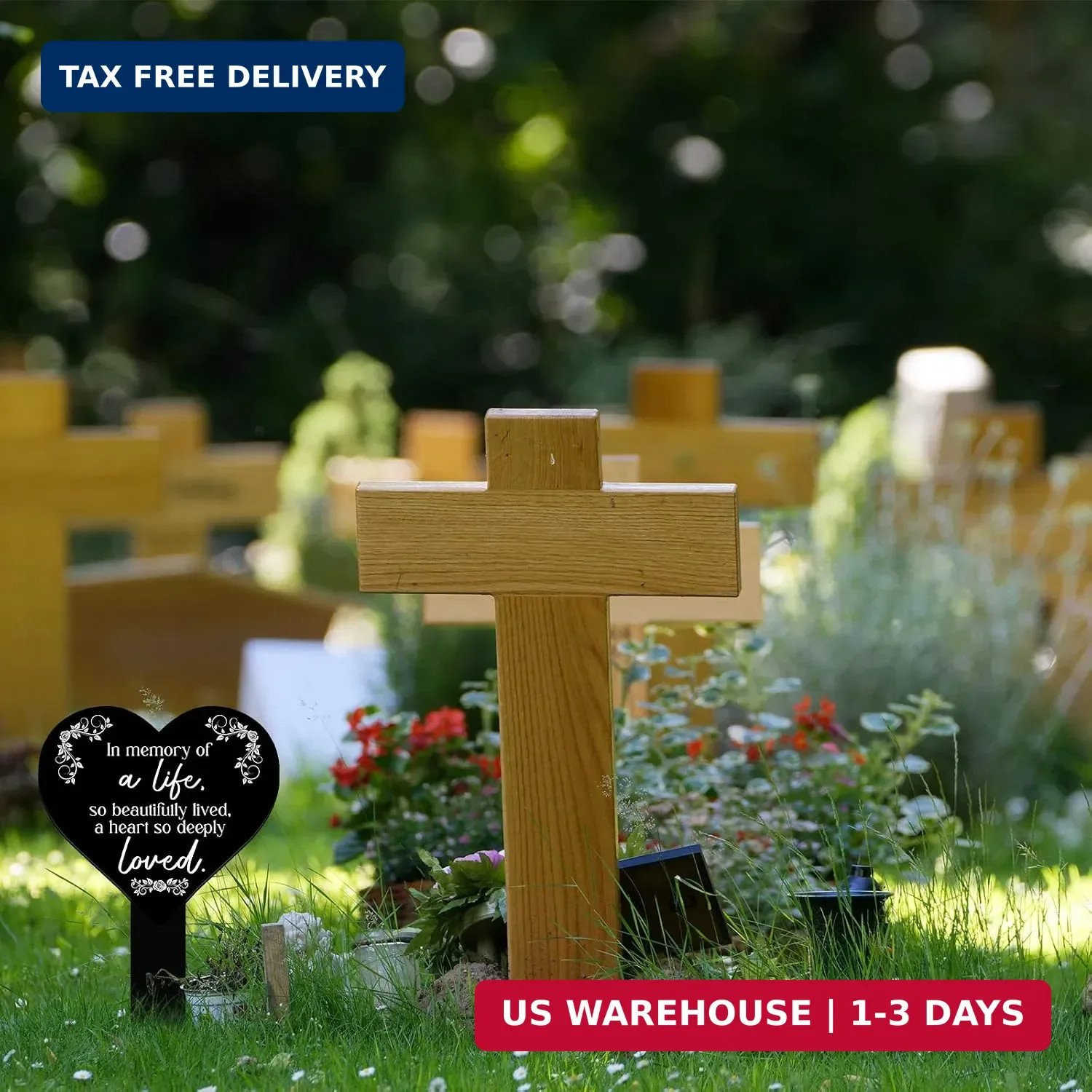 Sieral Memorial Grave Markers Heart Shaped Remembrance Plaque Stake Memorial Gar